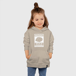 Толстовка детская хлопковая Warning - high brain activity, цвет: миндальный — фото 2