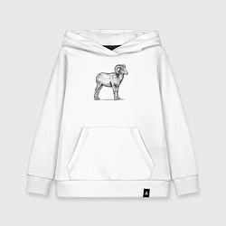 Толстовка детская хлопковая Баран сбоку, цвет: белый