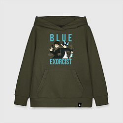 Толстовка детская хлопковая Рин и Юкион - Синий экзорцист, цвет: хаки