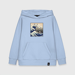 Толстовка детская хлопковая Большой котяра в Канагаве, цвет: мягкое небо