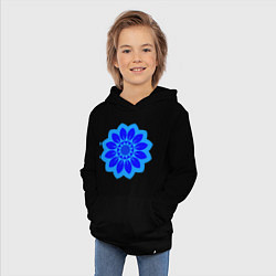 Толстовка детская хлопковая Мандала - голубой цветок, цвет: черный — фото 2