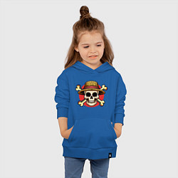 Толстовка детская хлопковая Ван Пис - лого с черепом, цвет: синий — фото 2
