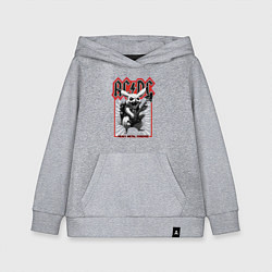 Толстовка детская хлопковая AC DC на фоне Пикачу играющего рок на гитаре, цвет: меланж
