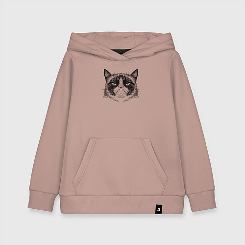 Детская толстовка-худи Grumpy cat мем / Пыльно-розовый – фото 1