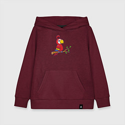 Толстовка детская хлопковая Красный попугайчик, цвет: меланж-бордовый