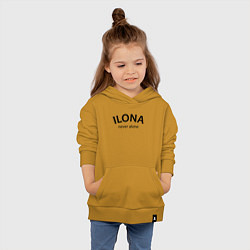 Толстовка детская хлопковая Ilona never alone - motto, цвет: горчичный — фото 2