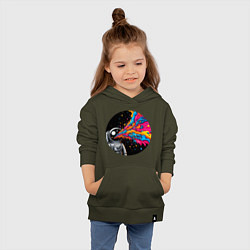 Толстовка детская хлопковая Космонавт с разноцветными брызгами, цвет: хаки — фото 2