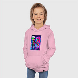 Толстовка детская хлопковая Barbie and Ken - Minecraft 2099 ai art collaborati, цвет: светло-розовый — фото 2