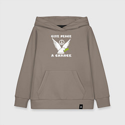 Толстовка детская хлопковая Дайте миру шанс, цвет: утренний латте