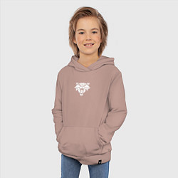 Толстовка детская хлопковая Знак школы кота с потертостями - Ведьмак 3, цвет: пыльно-розовый — фото 2