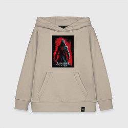 Толстовка детская хлопковая Assassins creed на фоне красной стены, цвет: миндальный