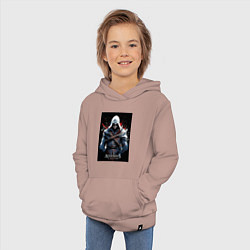 Толстовка детская хлопковая Assassins creed огненный фон, цвет: пыльно-розовый — фото 2