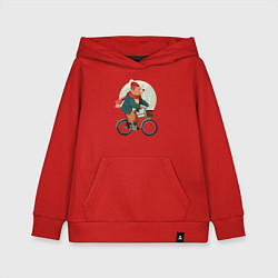 Толстовка детская хлопковая Медвежонок на велосипеде, цвет: красный