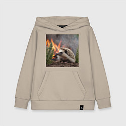 Толстовка детская хлопковая Ёжик в огне, цвет: миндальный