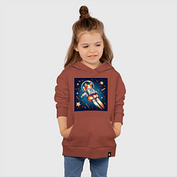 Толстовка детская хлопковая Реактивный корги в космосе, цвет: кирпичный — фото 2