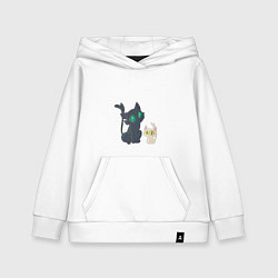 Толстовка детская хлопковая Судзумэ закрывающая двери Дайдзин кот, цвет: белый