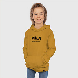 Толстовка детская хлопковая Mila never alone - motto, цвет: горчичный — фото 2