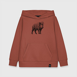 Толстовка детская хлопковая Кабан в новогоднем колпаке, цвет: кирпичный