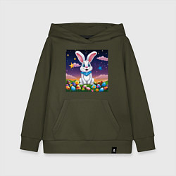Толстовка детская хлопковая Кролик под звёздами, цвет: хаки