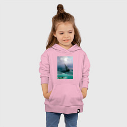Толстовка детская хлопковая Корабль среди бурного моря, цвет: светло-розовый — фото 2