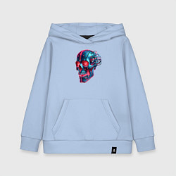 Толстовка детская хлопковая Metal cyber skull - ai art, цвет: мягкое небо