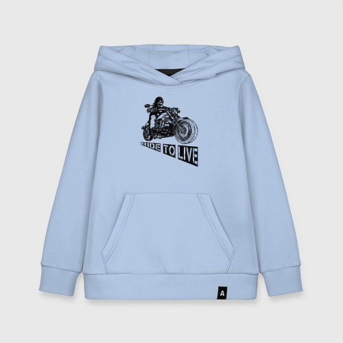 Детская толстовка-худи Байкер на мотоцикле - череп / Мягкое небо – фото 1