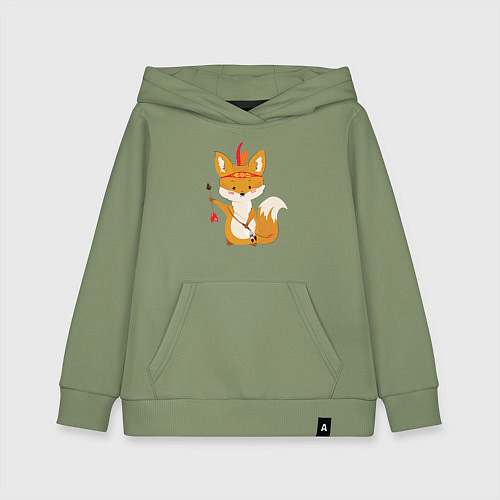 Детская толстовка-худи Лисёнок лучник / Авокадо – фото 1
