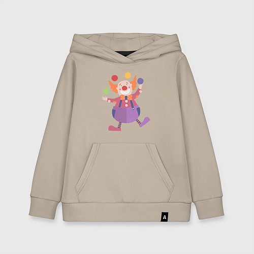 Детская толстовка-худи Клоун-жонглер / Миндальный – фото 1