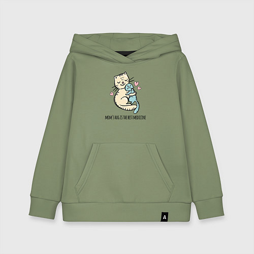Детская толстовка-худи Объятия мамы лучшее лекарство / Авокадо – фото 1