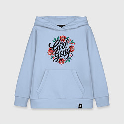 Толстовка детская хлопковая Girl Gang с розами, цвет: мягкое небо