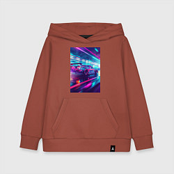 Толстовка детская хлопковая Nissan Skyline GT-R на скорости, цвет: кирпичный
