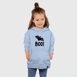 Толстовка детская хлопковая Черная летучая мышь: хэллоуин, цвет: мягкое небо — фото 2