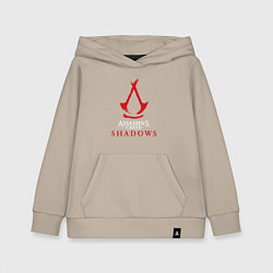 Толстовка детская хлопковая Assassins creed shadows logo, цвет: миндальный