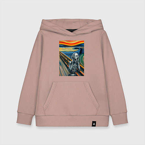 Детская толстовка-худи Робот кричит - мем нейросеть / Пыльно-розовый – фото 1