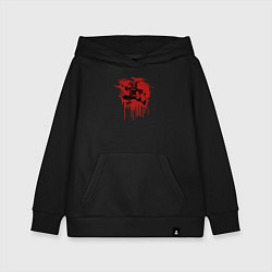 Толстовка детская хлопковая Жуткий Шут танцует в красных брызгах, цвет: черный