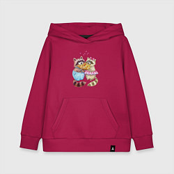Толстовка детская хлопковая Пицца и енотики, цвет: маджента