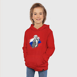 Толстовка детская хлопковая Аниме девушка на фоне триколора, цвет: красный — фото 2