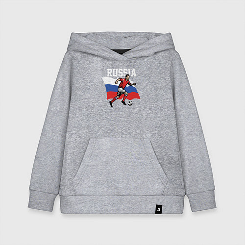 Детская толстовка-худи Russia football inscription / Меланж – фото 1