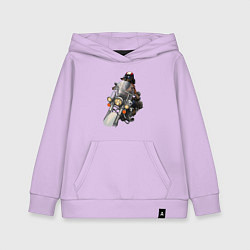 Толстовка детская хлопковая Такса-байкер на мотоцикле, цвет: лаванда