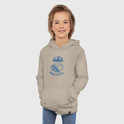 Толстовка детская хлопковая Забавная крыса парашютист рожденный летать, цвет: миндальный — фото 2