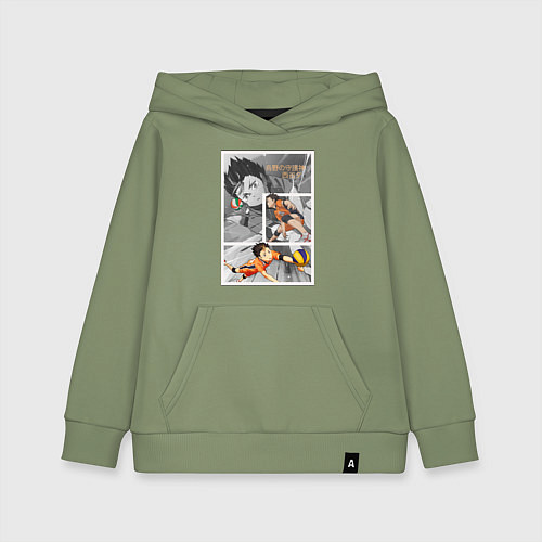 Детская толстовка-худи Нишиноя: Волейбол - Haikyuu / Авокадо – фото 1