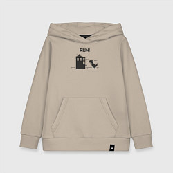 Толстовка детская хлопковая Тардис и динозаврик пиксельный, цвет: миндальный
