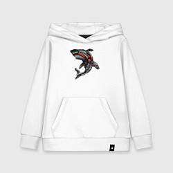 Толстовка детская хлопковая Мото акула, цвет: белый