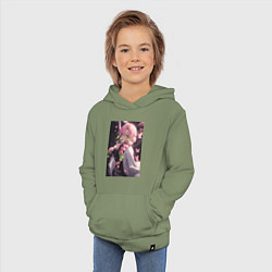 Толстовка детская хлопковая Клинок, рассекающий демонов Мицури Канродзи столп, цвет: авокадо — фото 2