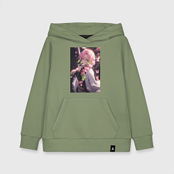 Толстовка детская хлопковая Клинок, рассекающий демонов Мицури Канродзи столп, цвет: авокадо