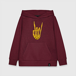 Толстовка детская хлопковая Golden skeleton hand, цвет: меланж-бордовый