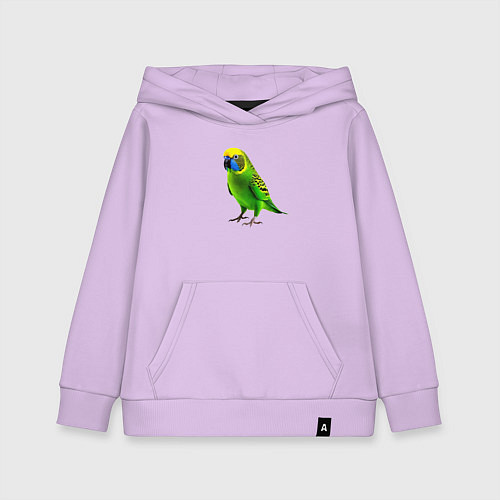 Детская толстовка-худи Зеленый попугай / Лаванда – фото 1