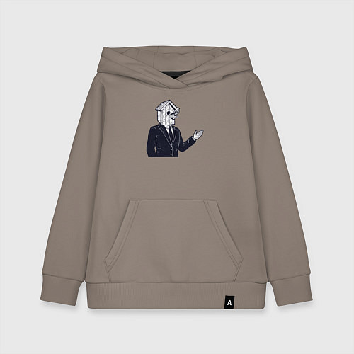 Детская толстовка-худи Человек скворечник / Утренний латте – фото 1