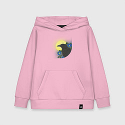 Толстовка детская хлопковая Чёрный ворон на ветке под луной, цвет: светло-розовый