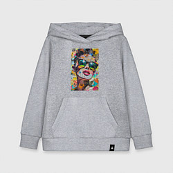 Детская толстовка-худи Лицо девушки из обрезков газет и журналов